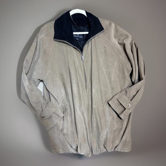 London Fog Suede Jacket Women’s XL Tan Academia Oversized Old Money Academia - Picture 2 of 6